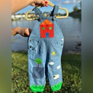 Kids Denim Overalls with Colorful Patches